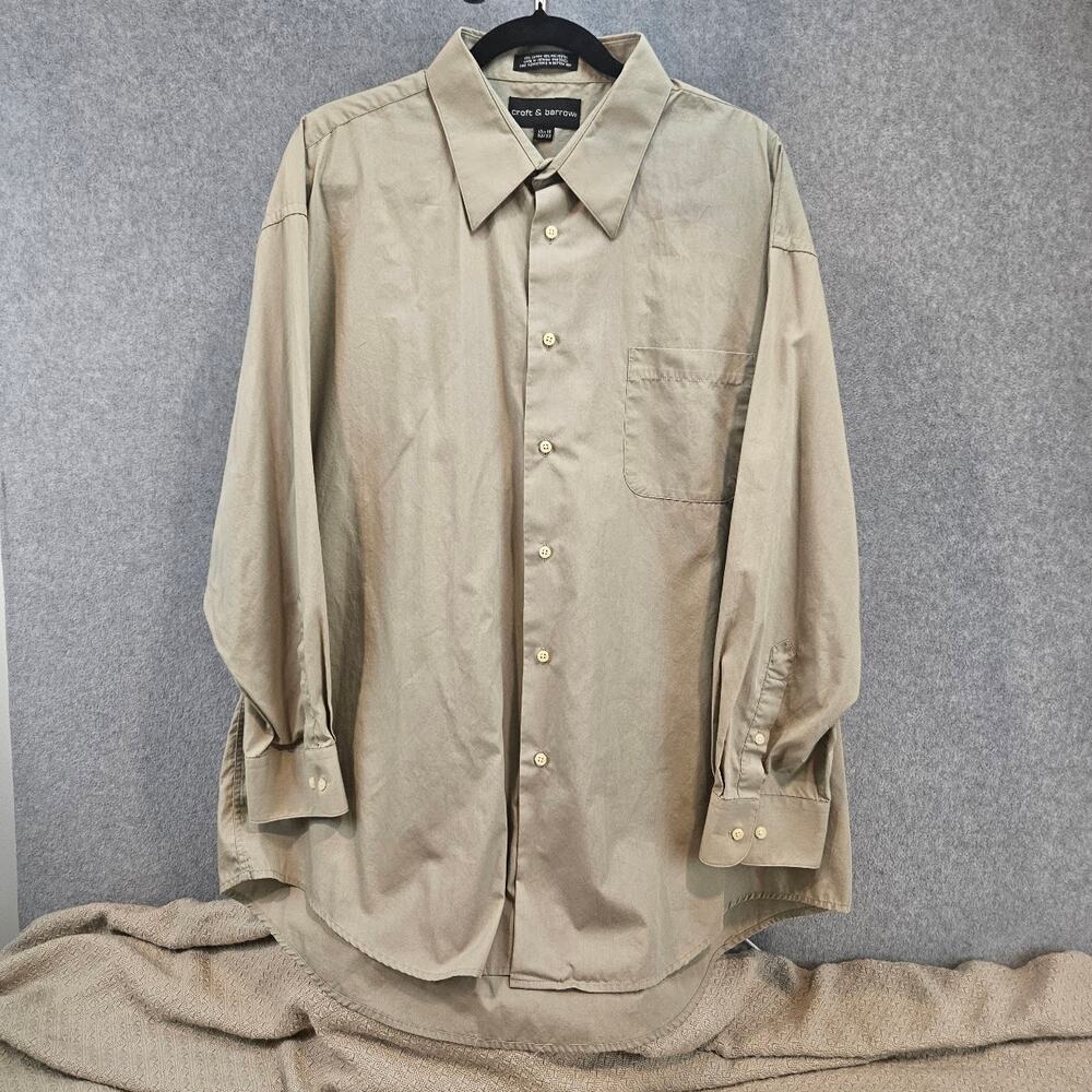 CROFT & BARROW | Mens Tan Fit Wrinkle Resistant Dress Shirt 17.5 - 18 32/33